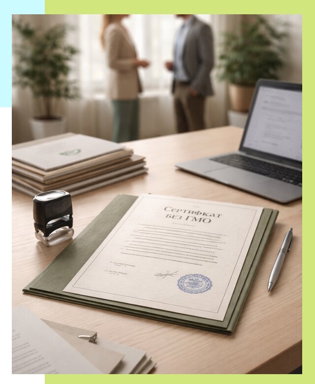 Сертификат без ГМО в Еманжелинске от 7703 р. оформить срочно Алешин-Мнж